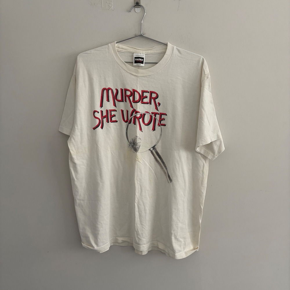 Vintage Murder She Wrote Tultex Graphic T-Shirt Mens XL White Angela Lansbury